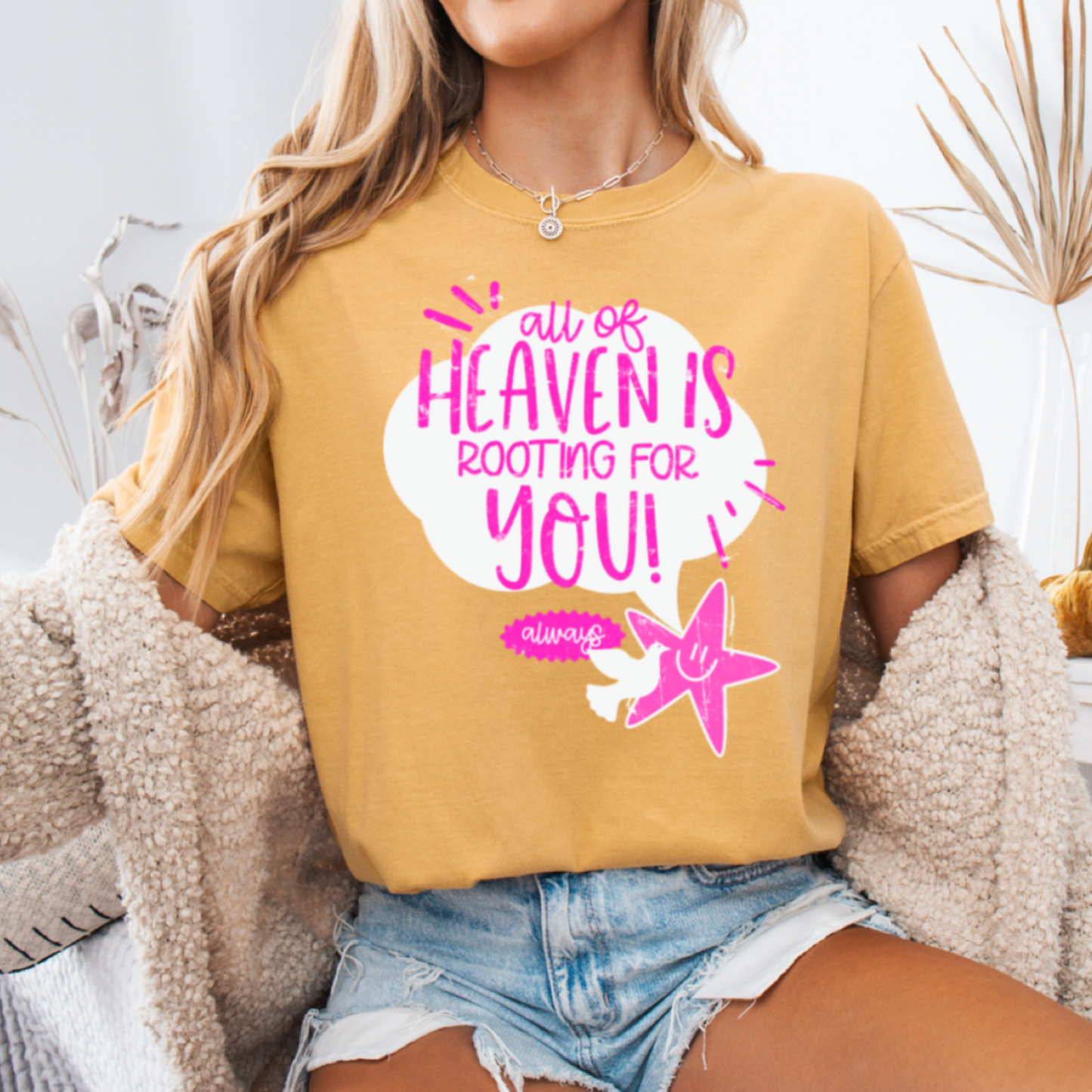 All Of Heaven Is Rooting For You Comfort Color Graphic Tee