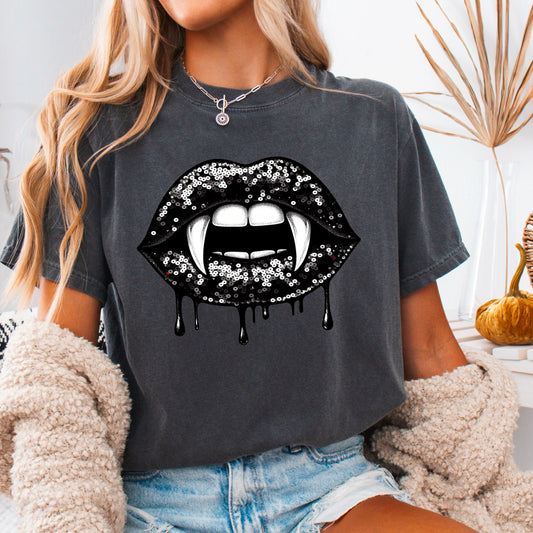 Faux Sequin Vampire Mouth DTF Transfer