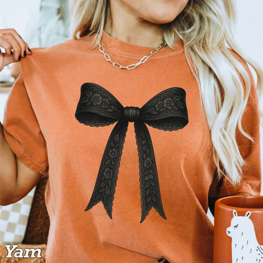 Black Lace Coquette Bow DTF Transfer
