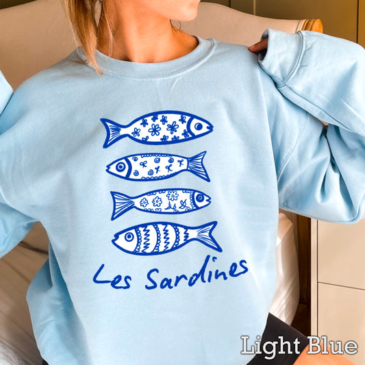 Blue Floral Les Sardines DTF Transfer