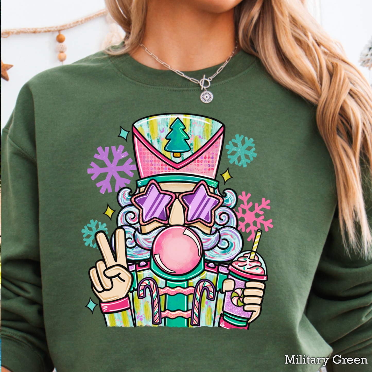 Preppy Nutcracker Graphic Crewneck Sweatshirt