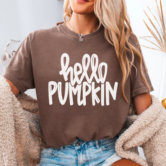 Hello Pumpkin Comfort Color Graphic Tee