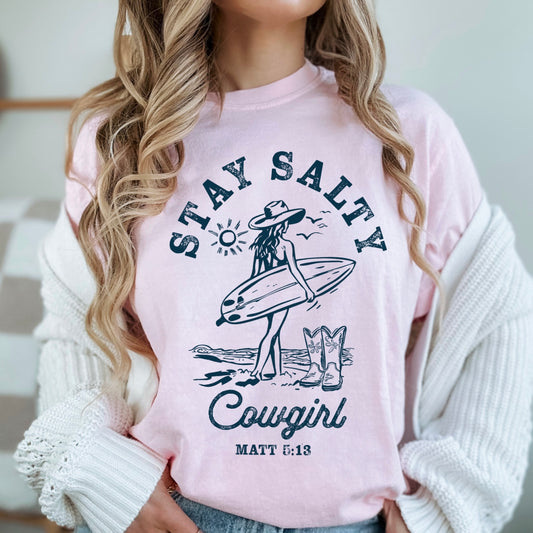 Ships 5/2 Stay Salty Cowgirl Matthew 5:13 Screen Print Transfer