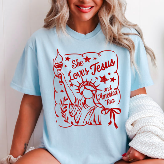 Ships 5/2 She Loves Jesus And America Too Screen Print Transfer