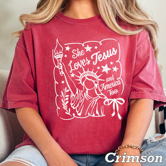 Ships 5/2 She Loves Jesus And America Too Screen Print Transfer