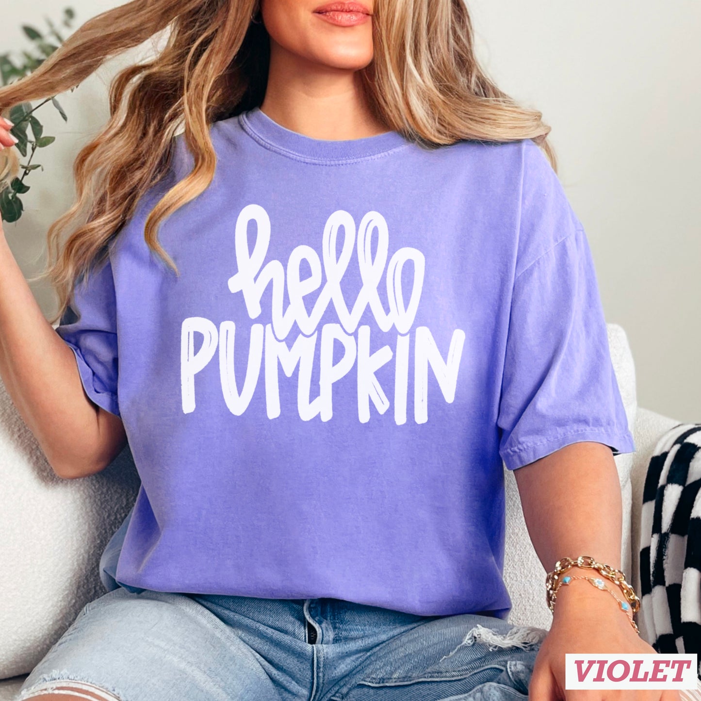 Hello Pumpkin Comfort Color Graphic Tee