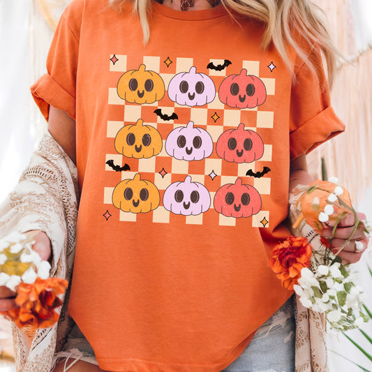 Checkered Pumpkins Halloween DTF Transfer