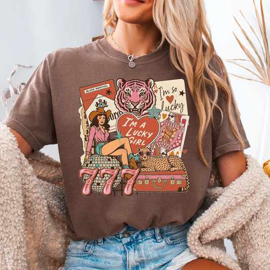 Lucky Girl Comfort Color Graphic Tee