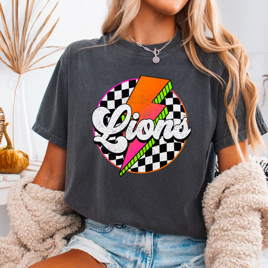 Preppy Lion’s Lightning Bolt Round DTF Transfer