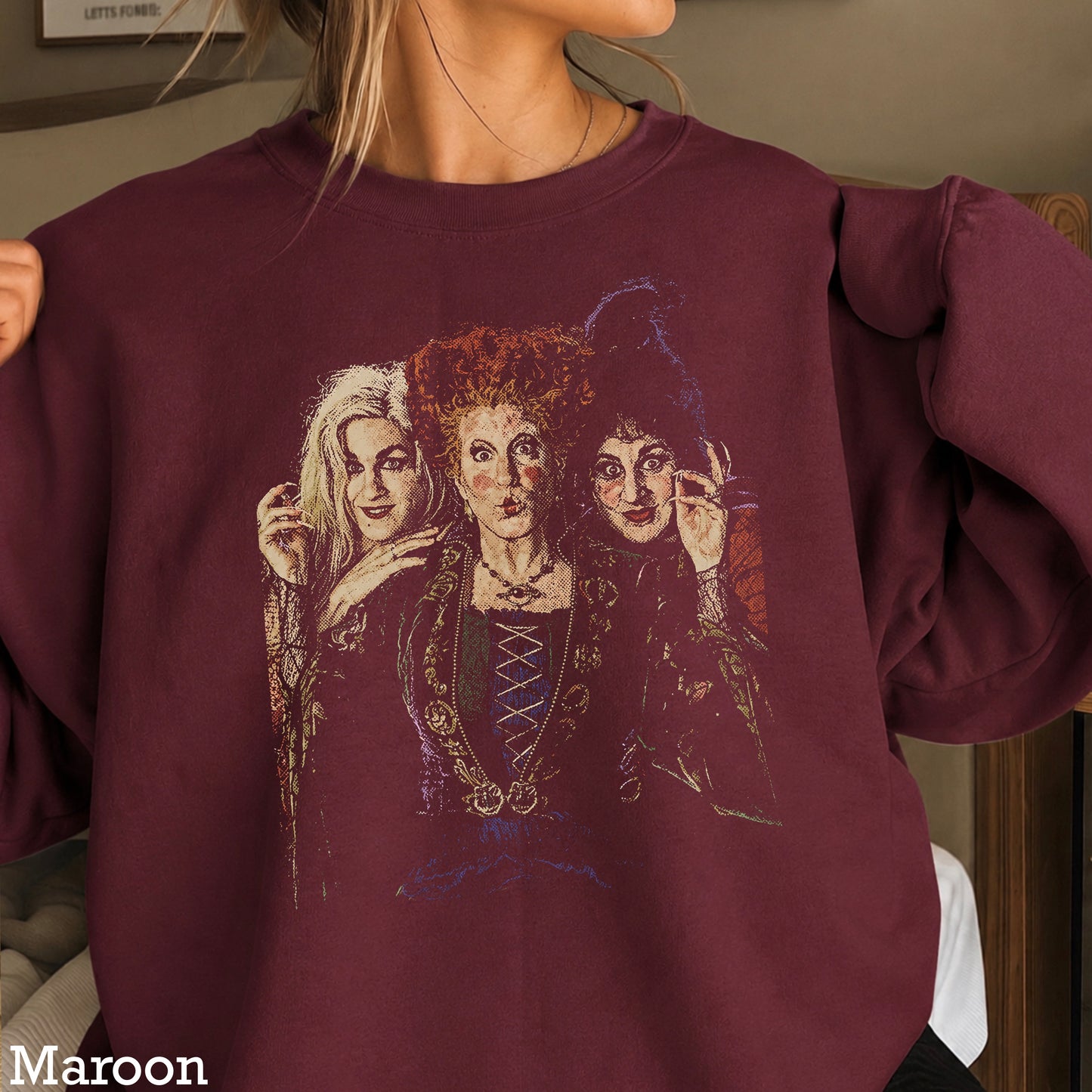 Halloween Sisters Halftone Crewneck Sweatshirt