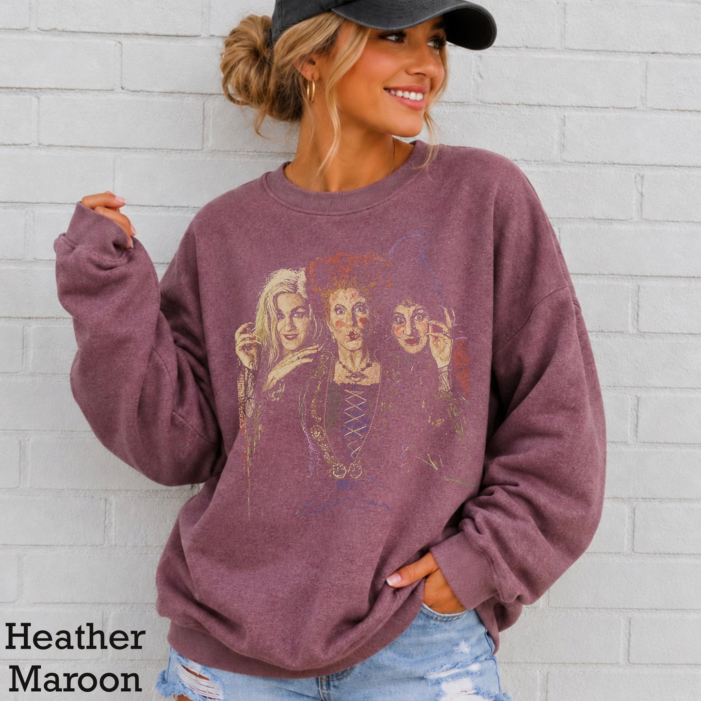 Halloween Sisters Halftone Crewneck Sweatshirt