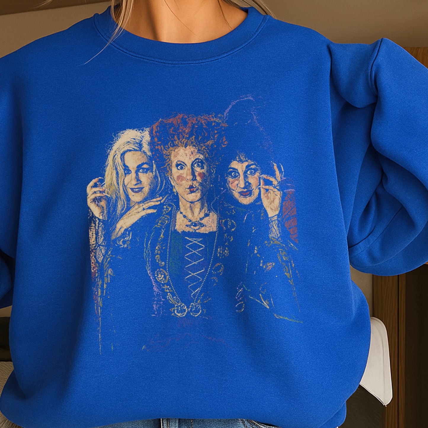 Halloween Sisters Halftone Crewneck Sweatshirt