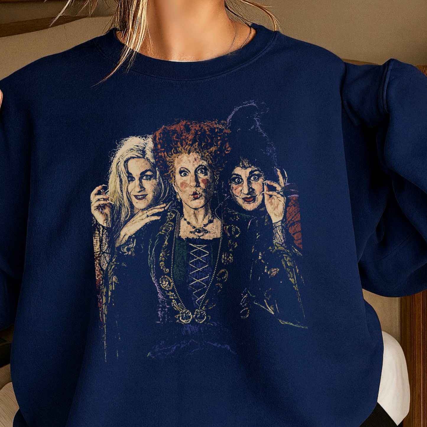 Halloween Sisters Halftone Crewneck Sweatshirt