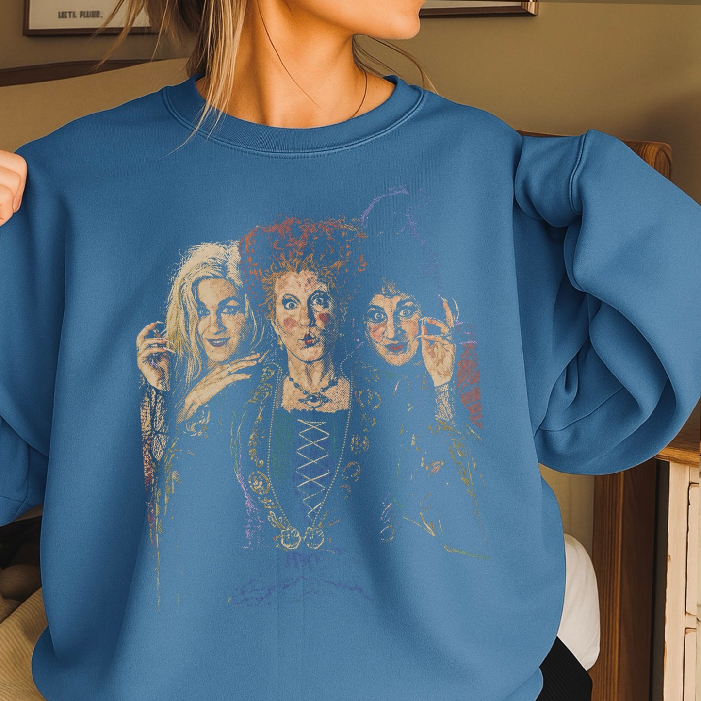 Halloween Sisters Halftone Crewneck Sweatshirt