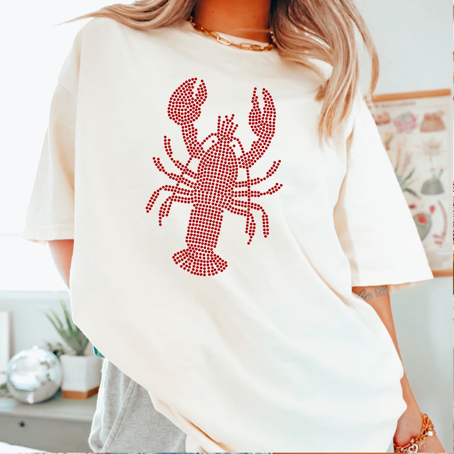 Lobster Rhinestone Transfer Red