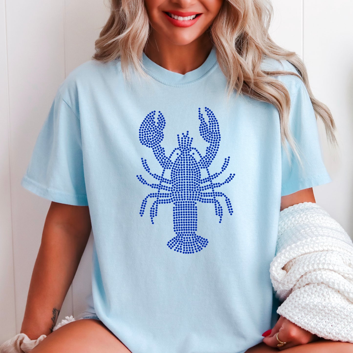 Lobster Rhinestone Transfer Royal Blue