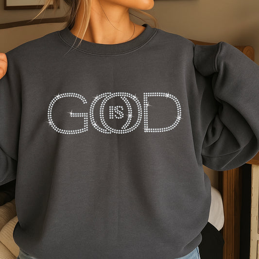 God Is Good Christian Rhinestone Transfer
