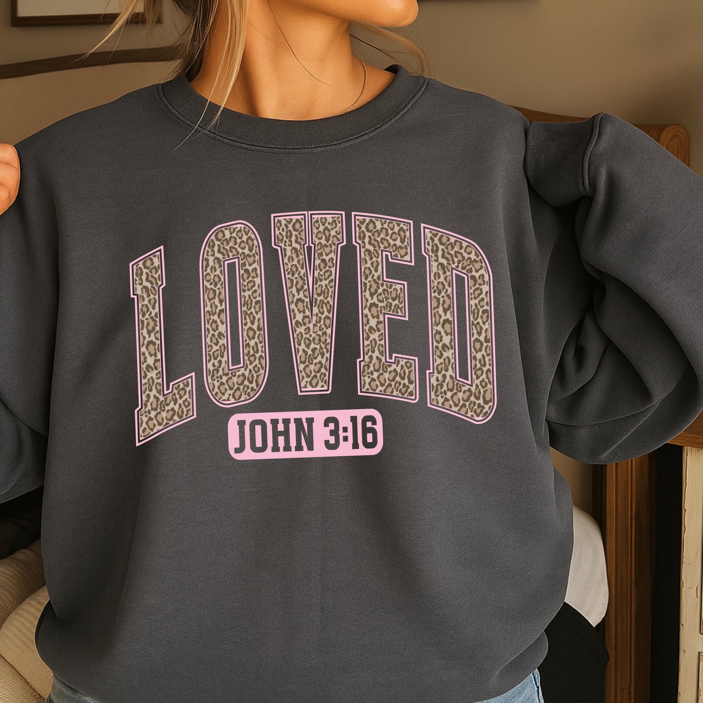 Leopard Loved John 3:16 Valentine DTF Transfer