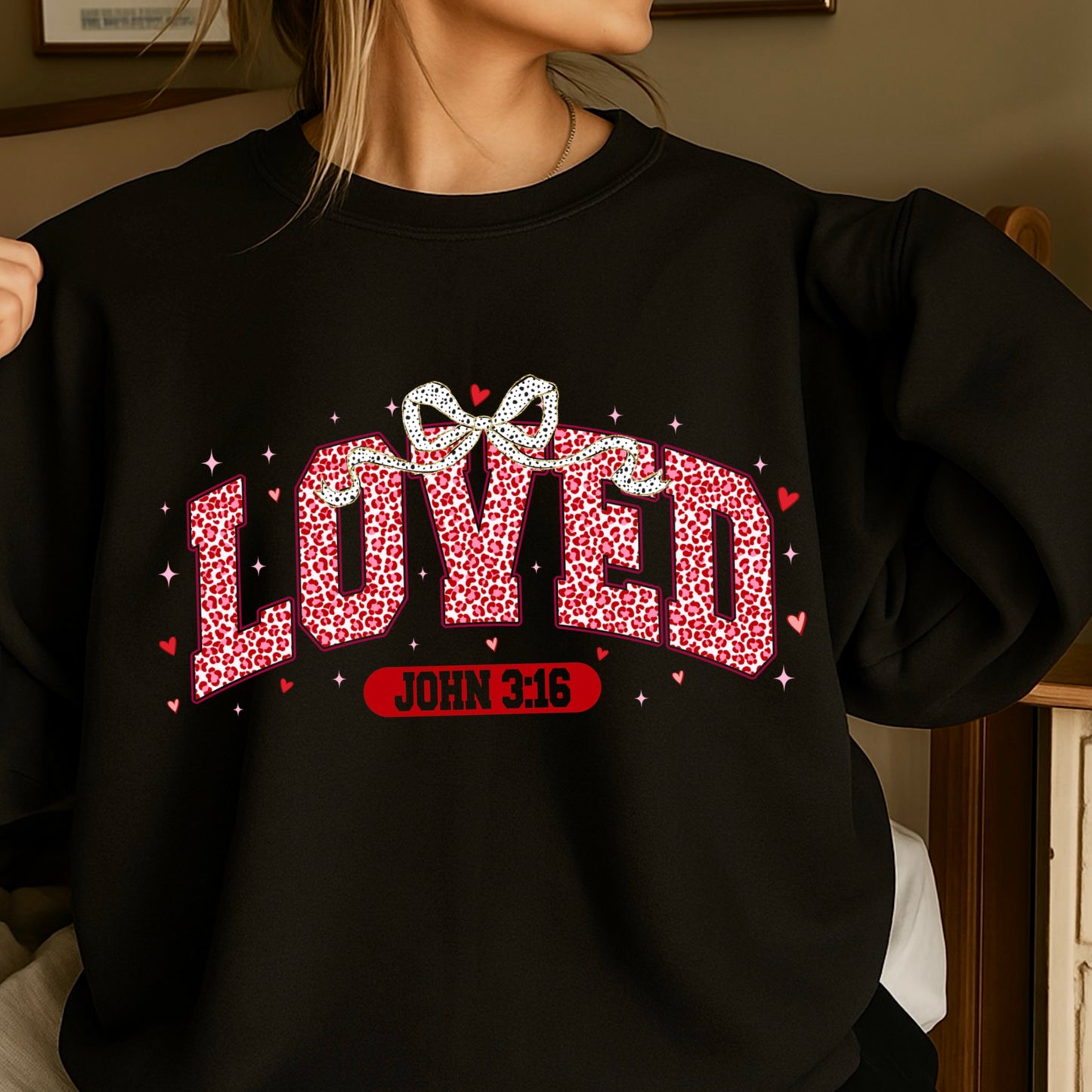 Leopard Loved John 3:16 Valentine DTF Transfer