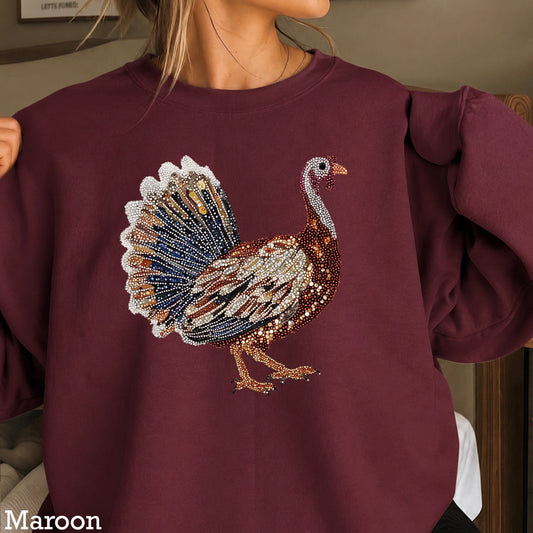 Faux Rhinestone Thanksgiving Turkey DTF Transfer