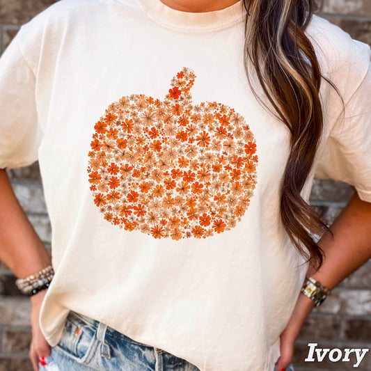 Fall Floral Pumpkin DTF Transfer