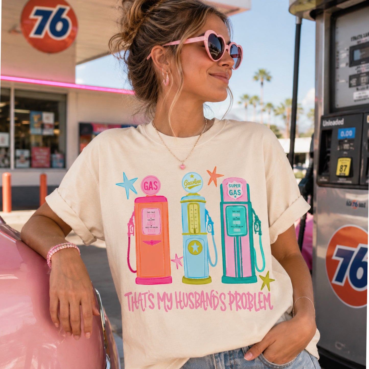 That’s My Husbands Problem Gas Station Comfort Color Graphic Tee