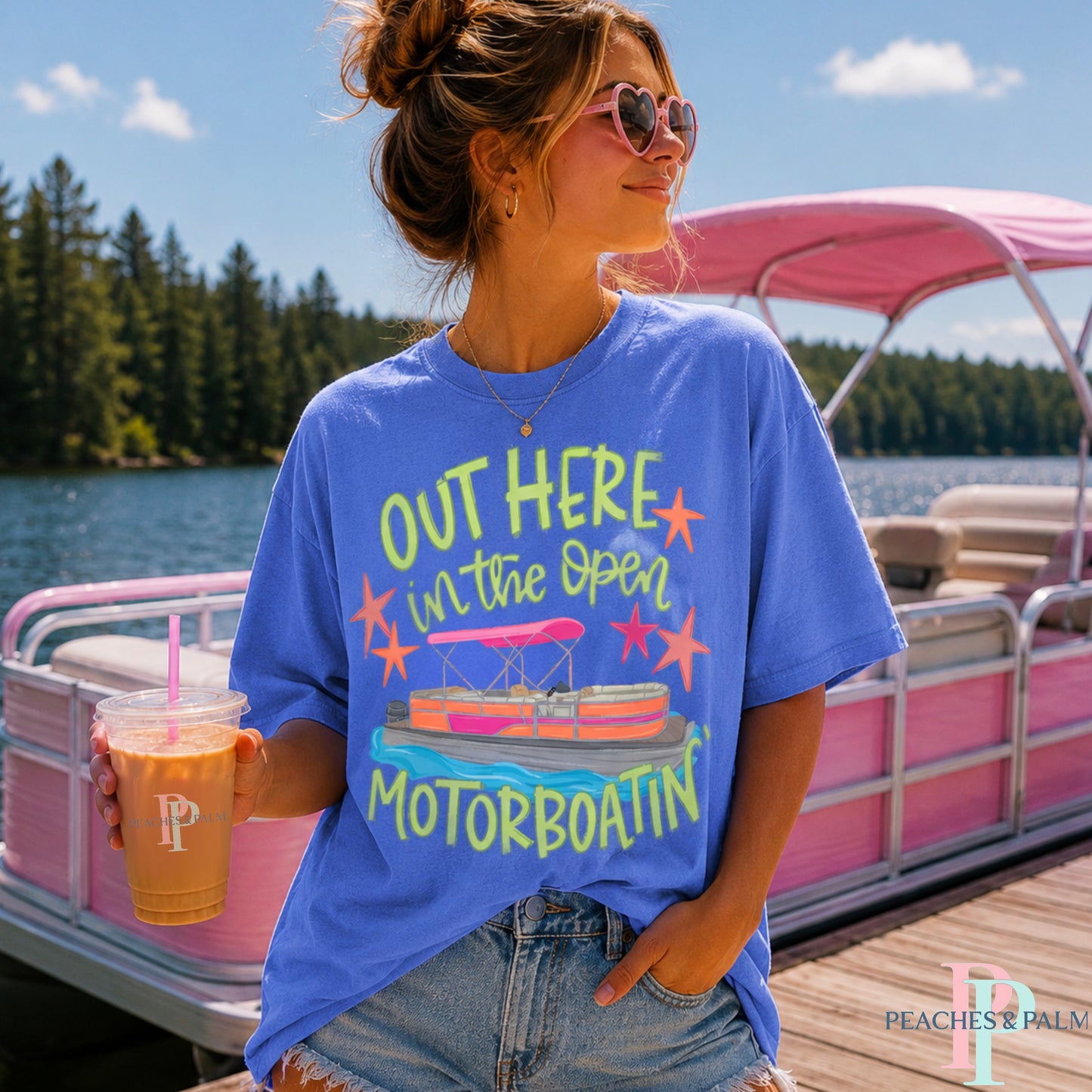 Out Here In The Open Motor Boatin’ Comfort Color Graphic Tee