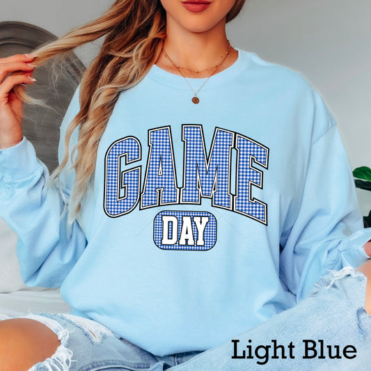 Gingham Game Day Blue DTF Transfer