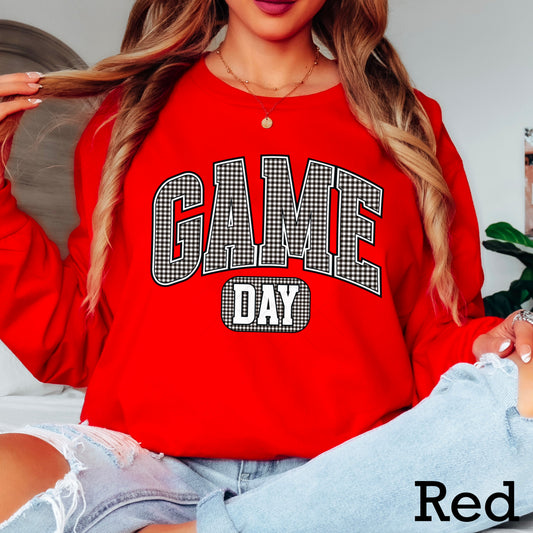 Gingham Game Day Black DTF Transfer