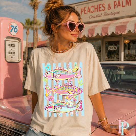 Fish Trio Comfort Color Graphic Tee