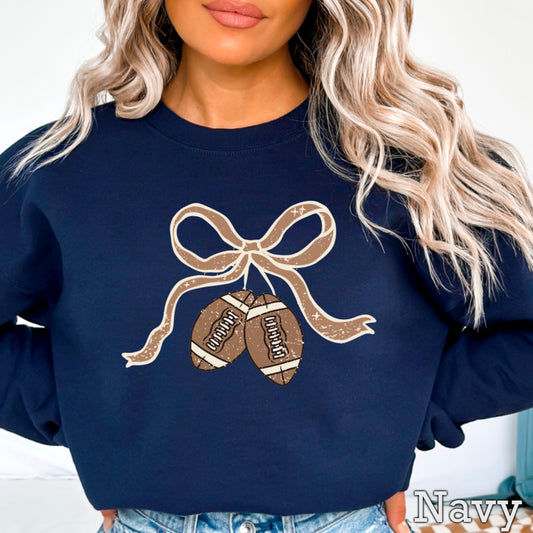 Coquette Football Game Day Bow Crewneck Sweatshirt