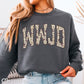 WWJD Camo Christian Graphic Crewneck Sweatshirt