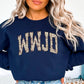 WWJD Camo Christian Graphic Crewneck Sweatshirt