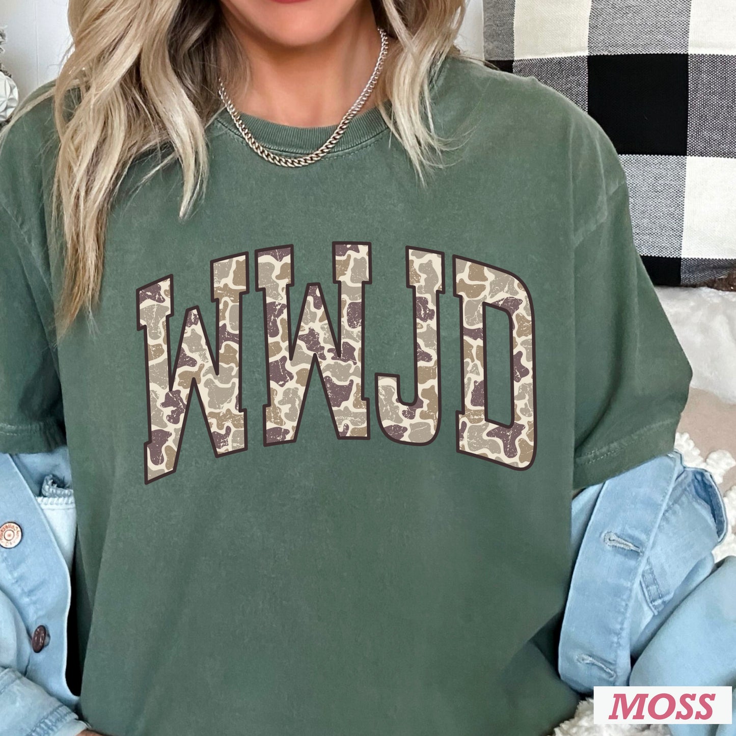 WWJD Camo Christian Comfort Color Graphic Tee