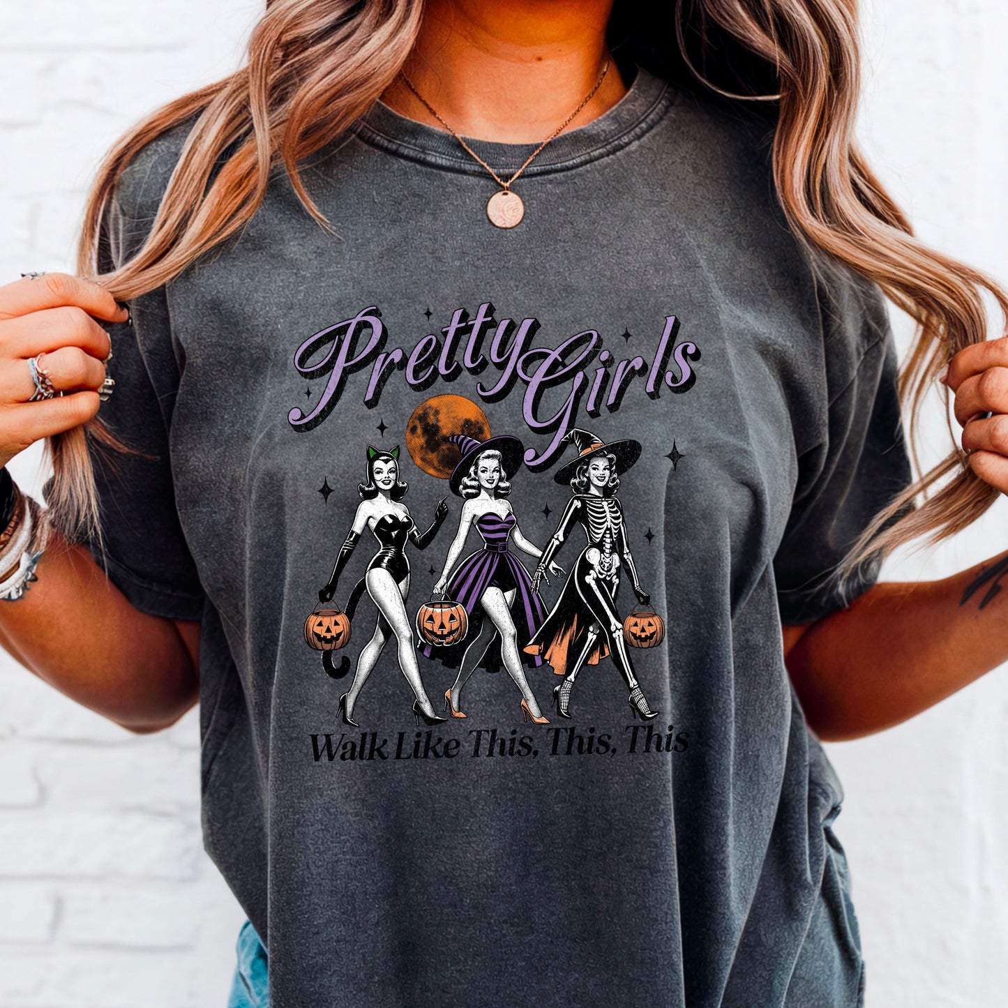 Pretty Girls Halloween Comfort Color Graphic Tee