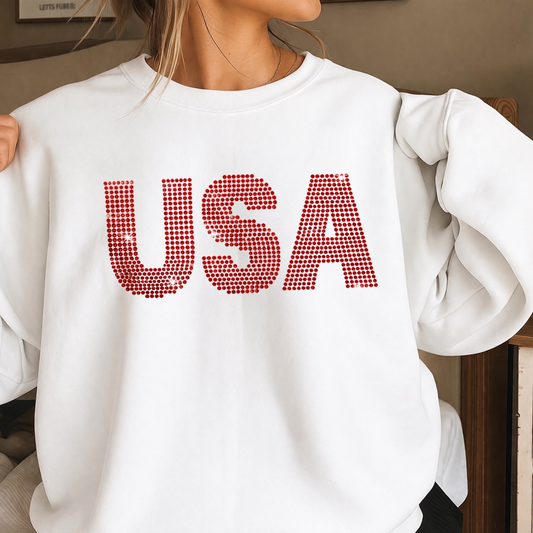 USA Red Rhinestone Transfer