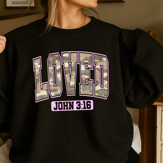 Camo Loved John 3:16 Valentine DTF Transfer