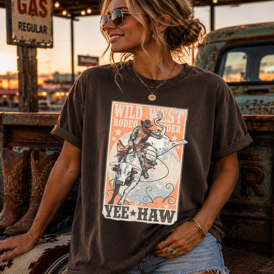 Wild West Rodeo Rider Comfort Color Graphic Tee