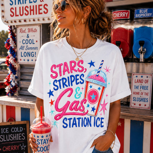 Stars Stripes & Gas Station Ice Comfort Color Graphic Tee