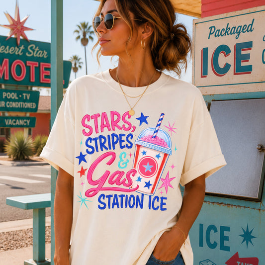 Stars Stripes & Gas Station Ice Comfort Color Graphic Tee