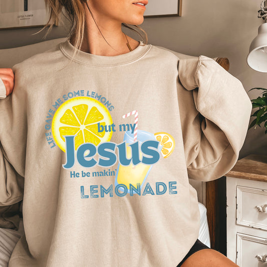 Jesus Be Makin Lemonade Graphic Crewneck Sweatshirt