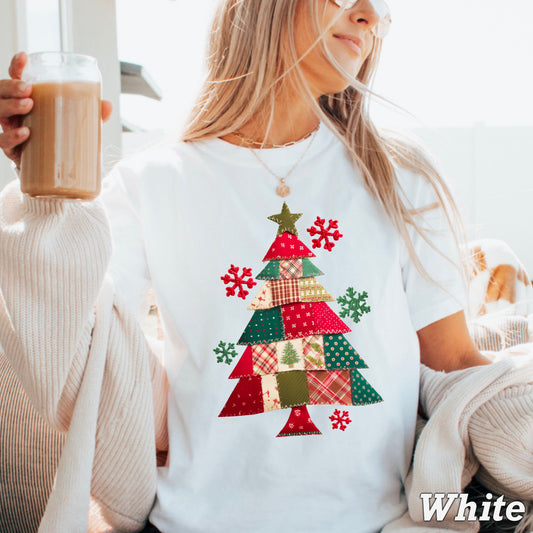 Quilted Patchwork Christmas Tree DTF Transfer
