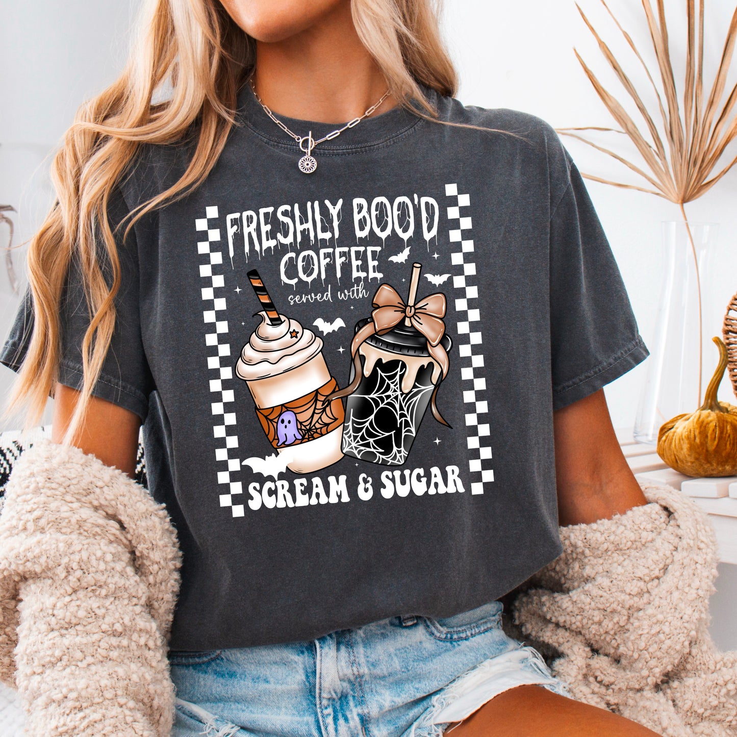Freshly Boo’d Coffee White  Ink DTF Transfer