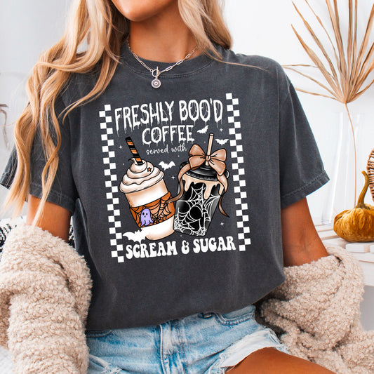 Freshly Boo’d Coffee White  Ink DTF Transfer