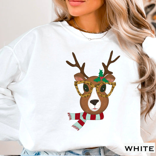 Christmas Reindeer Leopard Glasses DTF Transfer