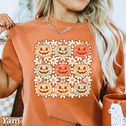Retro Floral Pumpkins Halloween DTF Transfer