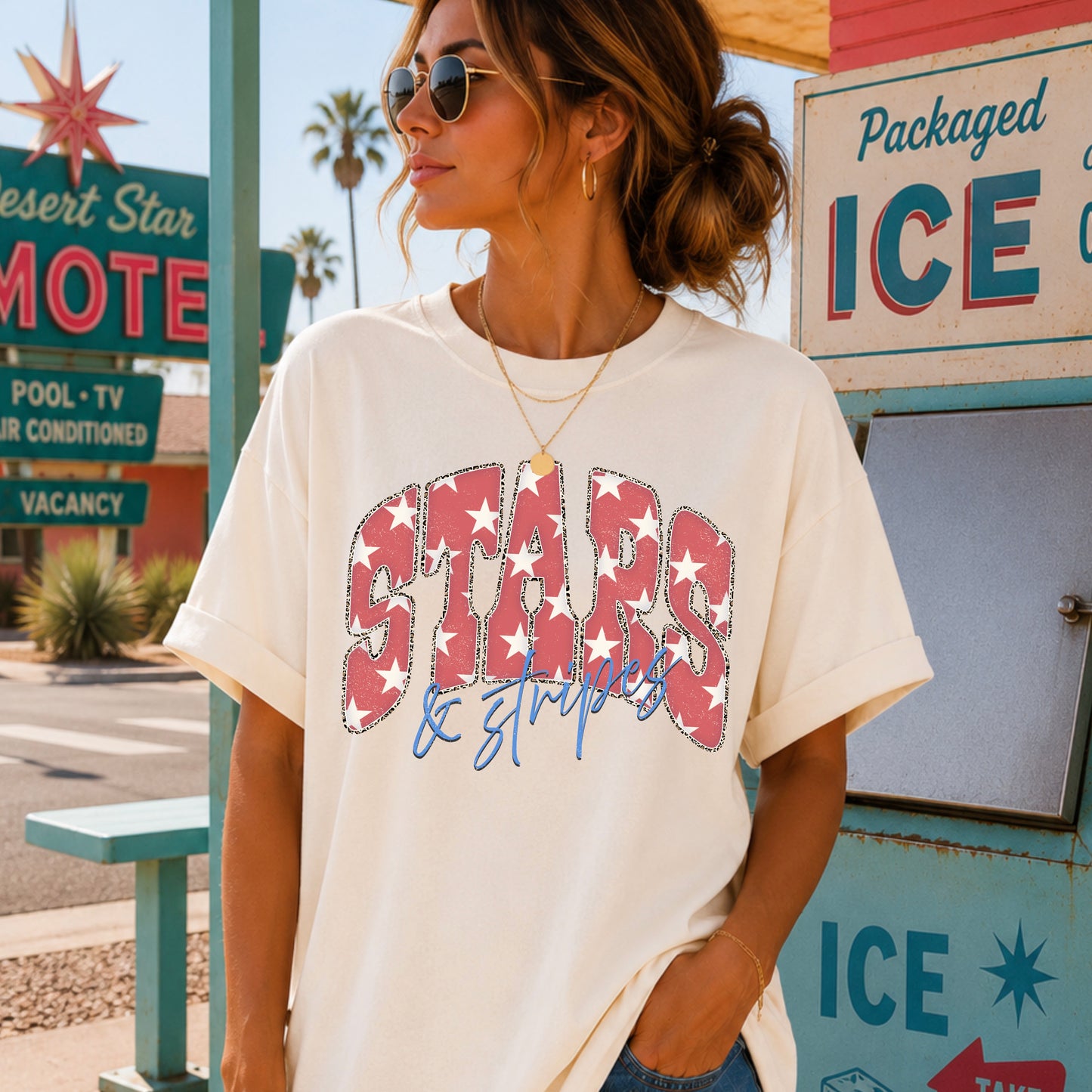 Stars & Stripes July 4th Comfort Color Graphic Tee