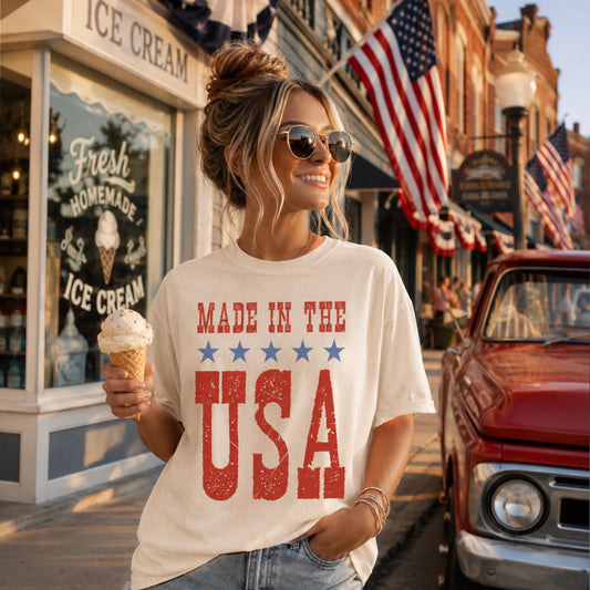 Made InThe USA July 4th Comfort Color Graphic Tee