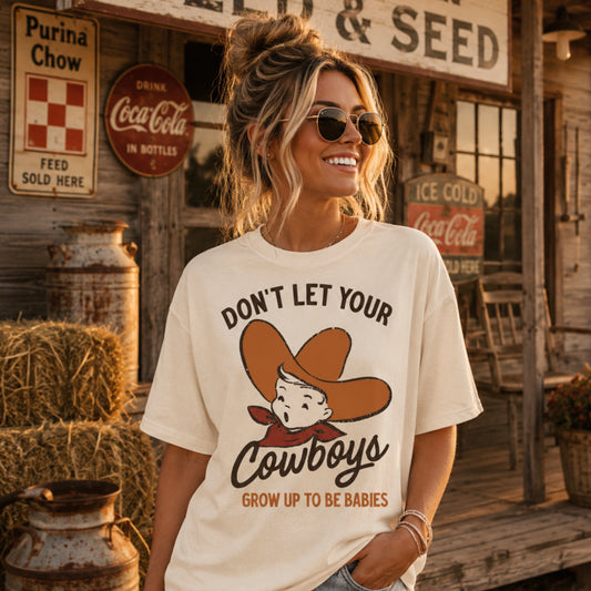 Don’t Let Your Cowboys Grow Up To Be Babies  Western Comfort Color Graphic Tee