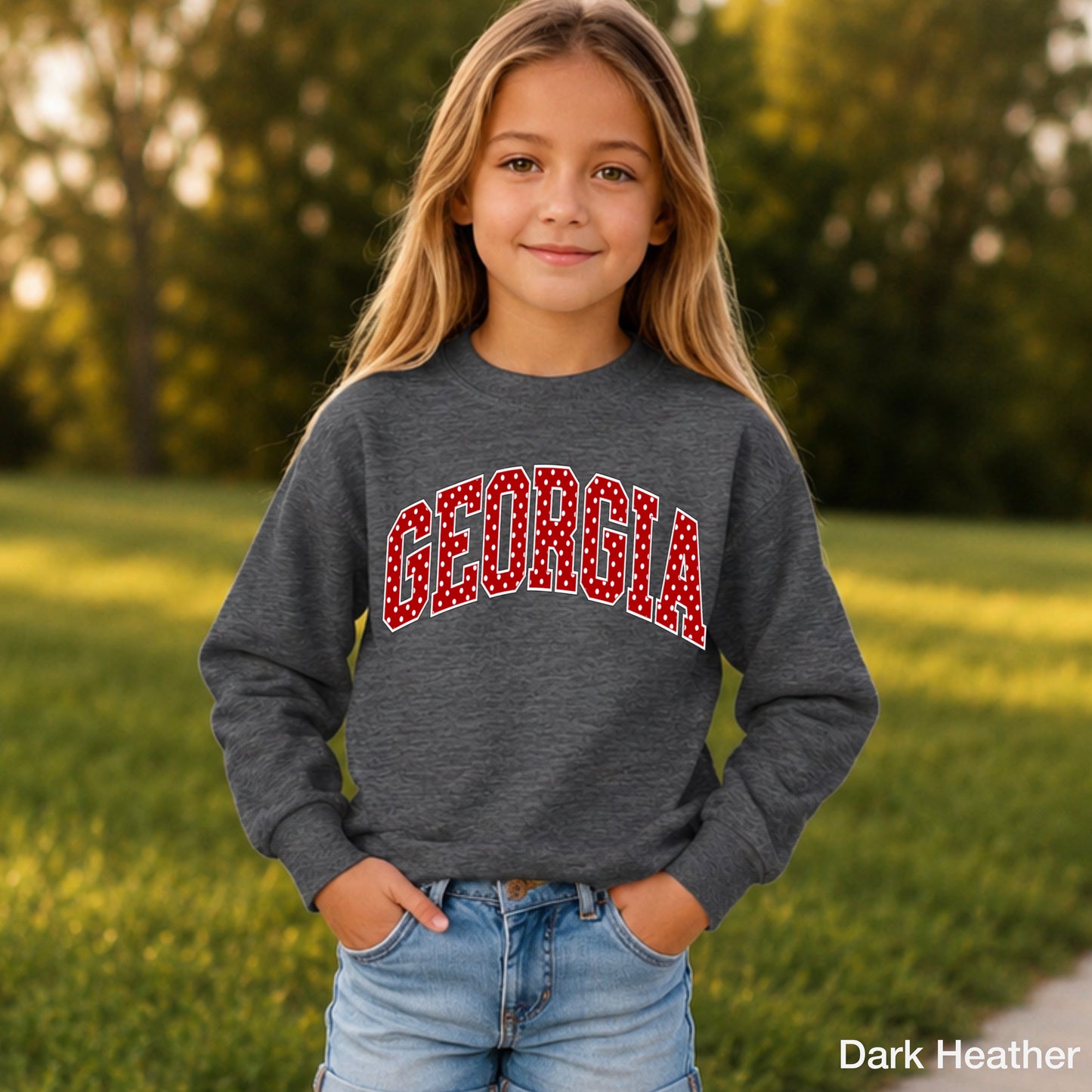 Georgia Polka Dot Youth Crewneck Sweatshirt
